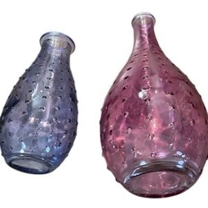 Set Of Two Dainty Recycled GLASS BUD Vase Bottle‎ Tinted Color